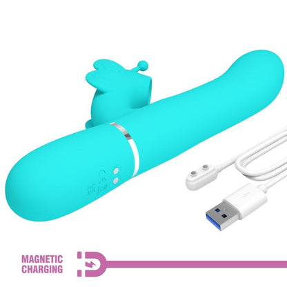 MULTIFUNKTIONS-RABBIT-VIBRATOR 4 IN 1 SCHMETTERLING - AQUAGRÜN