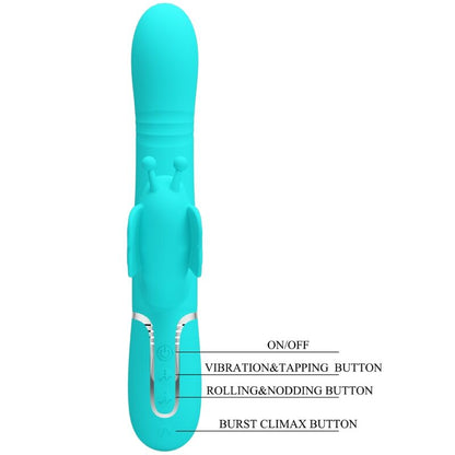 MULTIFUNKTIONS-RABBIT-VIBRATOR 4 IN 1 SCHMETTERLING - AQUAGRÜN