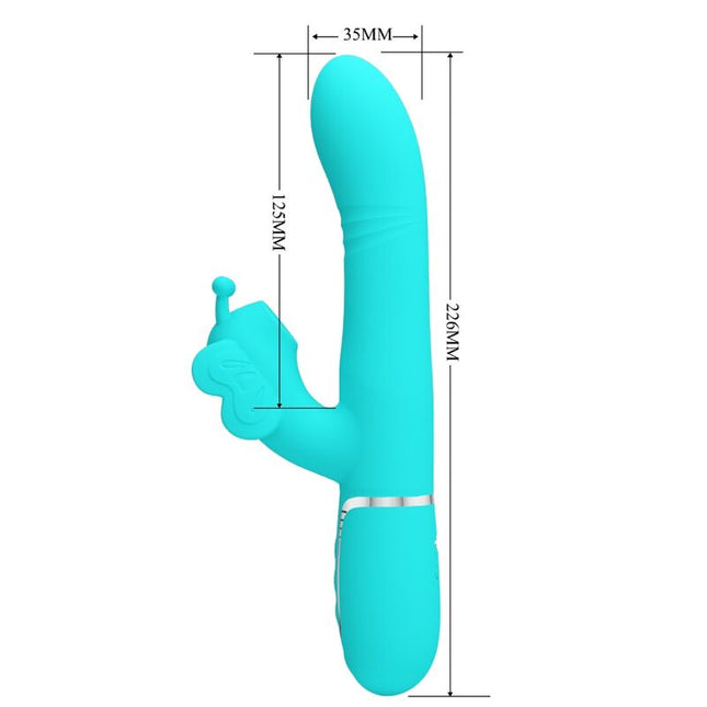Vibrador conejo multifuncional 4 en 1 mariposa - Verde agua