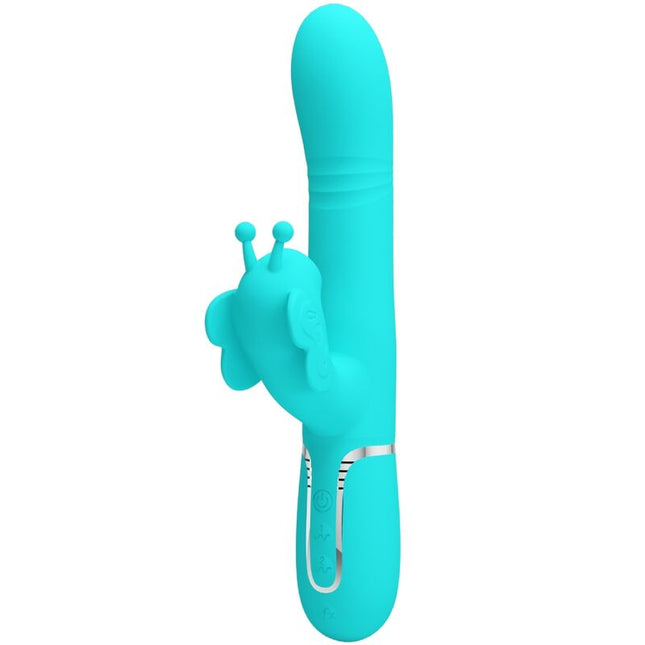 Vibrador conejo multifuncional 4 en 1 mariposa - Verde agua
