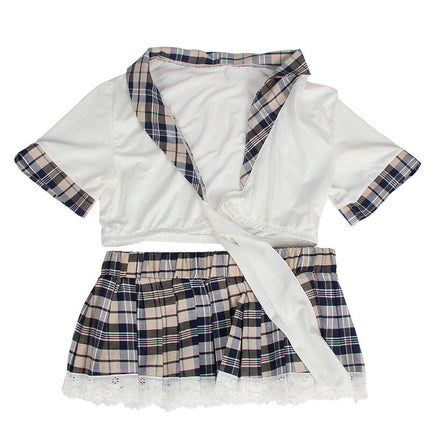 Seductive schoolgirl set: top &amp; plaid skirt