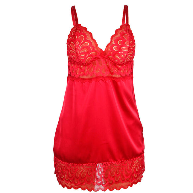 SUBBLIME - SATIN-BABYDOLL MIT SPITZE ROT