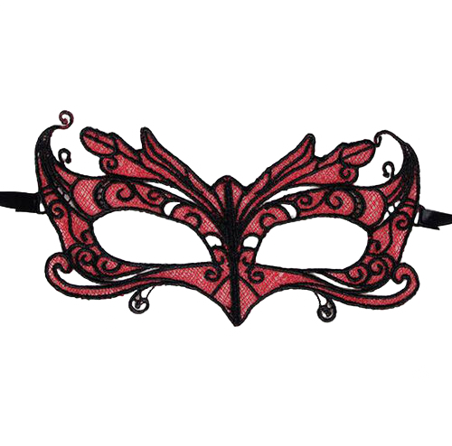 QUEEN LINGERIE - MASCARILLA DE ENCAJE CON DETALLES ROJOS