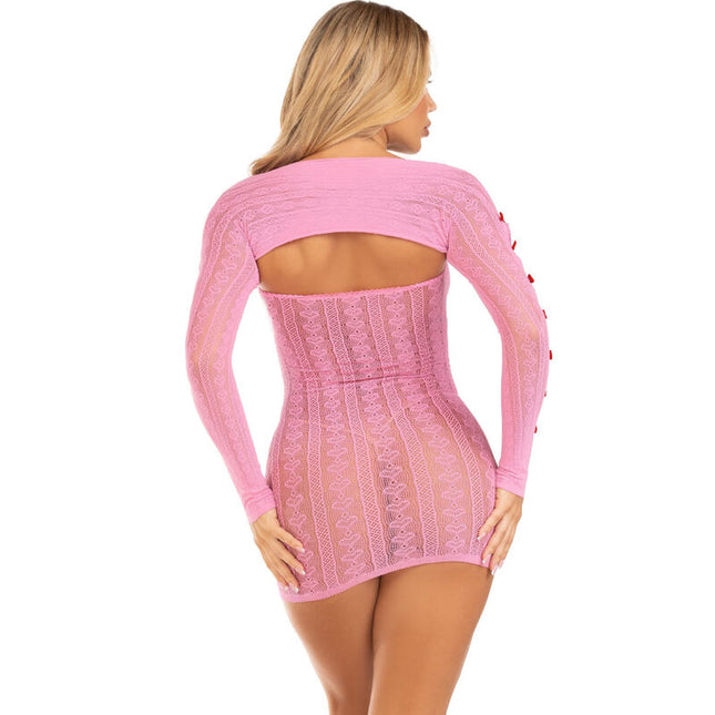 LEG AVENUE - VESTIDO CORAZÓN Y LAZOS ROSA TALLA ÚNICA