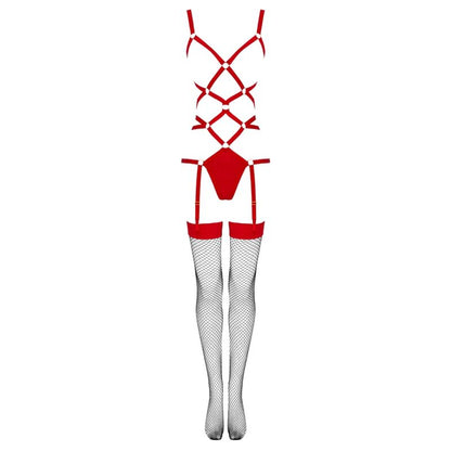 LIVCO CORSETTI FASHION - THIARA LC 20213 SET BODY + STRÜMPFE ROT S/M