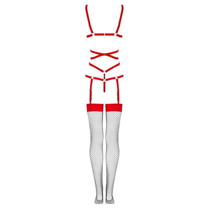 LIVCO CORSETTI FASHION - THIARA LC 20213 SET BODY + STRÜMPFE ROT S/M
