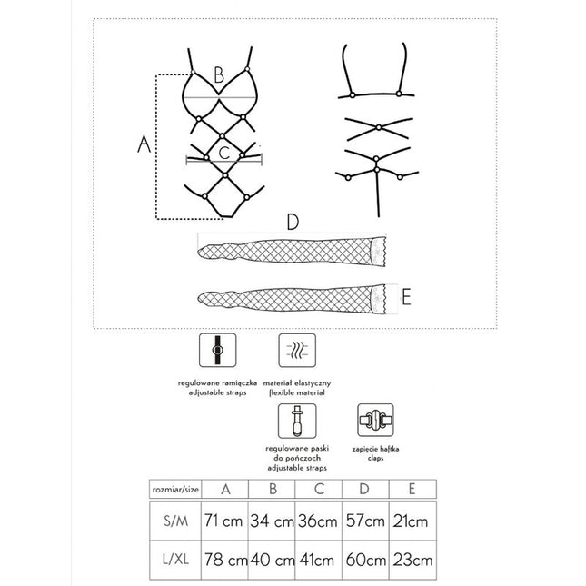 LIVCO CORSETTI FASHION - THIARA LC 20213 SET BODY + STRÜMPFE SCHWARZ S/M