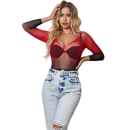 SUBBLIME - 952259 RED AND BLACK DRESS WITH LONG SLEEVES AND ELASTIC NET LINE ONE SIZE