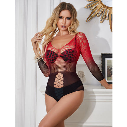 SUBBLIME - 952259 RED AND BLACK DRESS WITH LONG SLEEVES AND ELASTIC NET LINE ONE SIZE