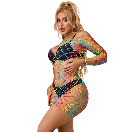 SUBBLIME - 952426 Rainbow Dress with Long Sleeves and Mesh, One Size
