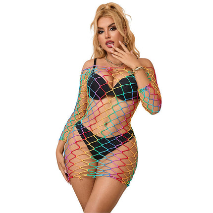 SUBBLIME - 952426 Rainbow Dress with Long Sleeves and Mesh, One Size