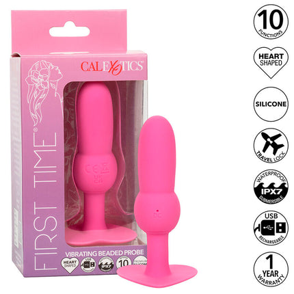 CALEXOTICS - FIRST TIME ANAL PLUG MIT PERLENSONDE 10 VIBRATIONEN ROSA