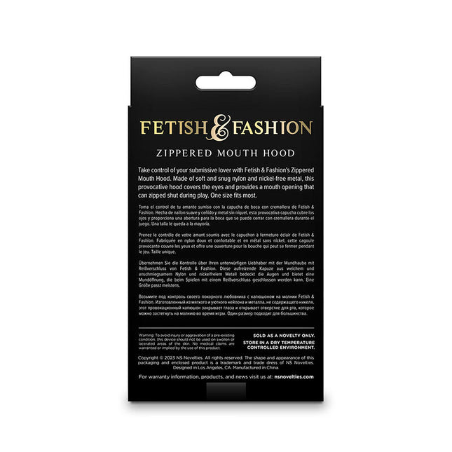 NS NOVELTIES - FETISH & FASHION GESCHLOSSENE MUNDHAUBE MIT REISSVERSCHLUSS NYLON SCHWARZ