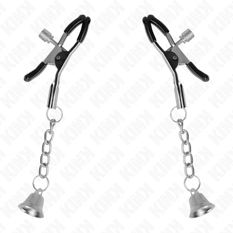 KINK - SILVER NIPPLE CLAMPS WITH BELL PENDANT 6 CM