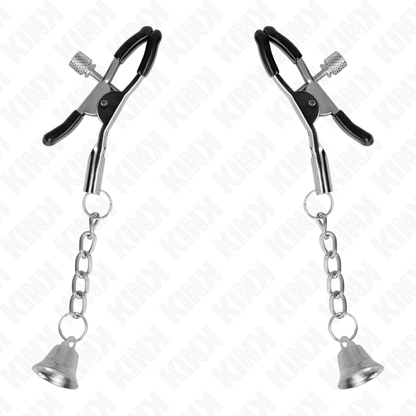 KINK - SILVER NIPPLE CLAMPS WITH BELL PENDANT 6 CM