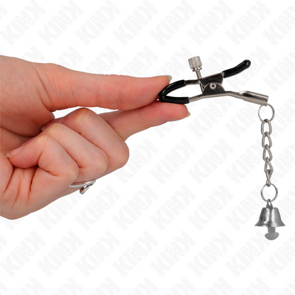 KINK - SILVER NIPPLE CLAMPS WITH BELL PENDANT 6 CM