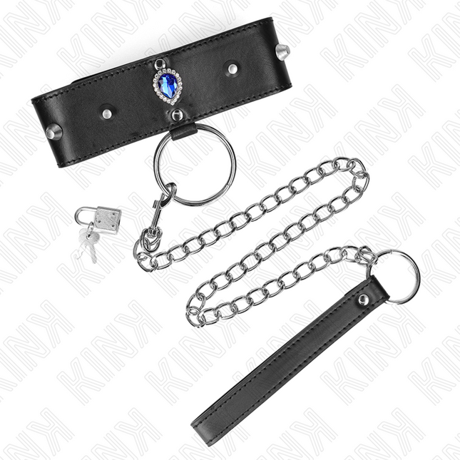 KINK - COLLAR 65 CM CON BANDA DE DIAMANTES AZULES AJUSTABLE 36-43 CM X 5 CM