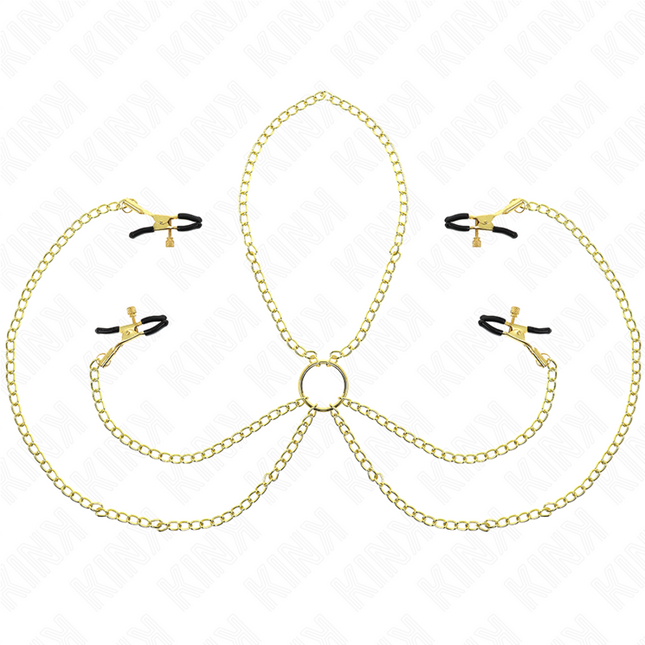 KINK - 4 pinzas para pezones y clítoris, ajustables, doradas