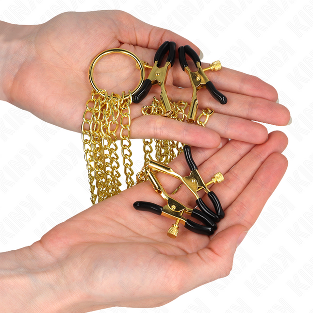 KINK - 4 pinzas para pezones y clítoris, ajustables, doradas
