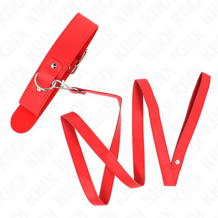 KINK - COLLAR CON CINTURÓN 116 CM CORREA ROJA AJUSTABLE 32-50 CM X 8 CM