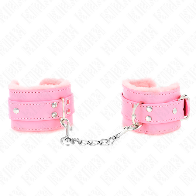 KINK - FUR-LINED WRIST CUFF PINK WITH PINK BELT ADJUSTABLE 17-29 CM X 6 CM