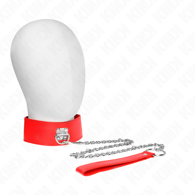 KINK - NECKLACE WITH BELT 65 CM WITH WIDE RED BAND ADJUSTABLE 33.5-41 CM X 5 CM