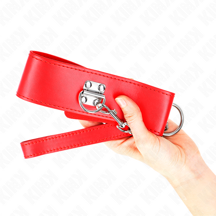 KINK - COLLAR CON CINTURÓN 65 CM CON BANDA ANCHA ROJA AJUSTABLE 33,5-41 CM X 5 CM