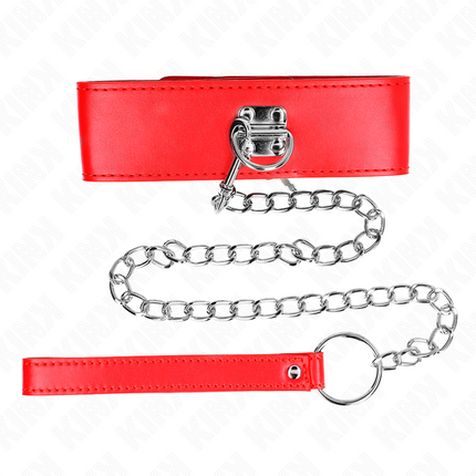 KINK - COLLAR CON CINTURÓN 65 CM CON BANDA ANCHA ROJA AJUSTABLE 33,5-41 CM X 5 CM