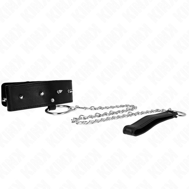 KINK - COLLAR 65 CM CON CORREA CON TACHUELAS DE PLATA MODELO 2 AJUSTABLE 36-43 CM X 5 CM