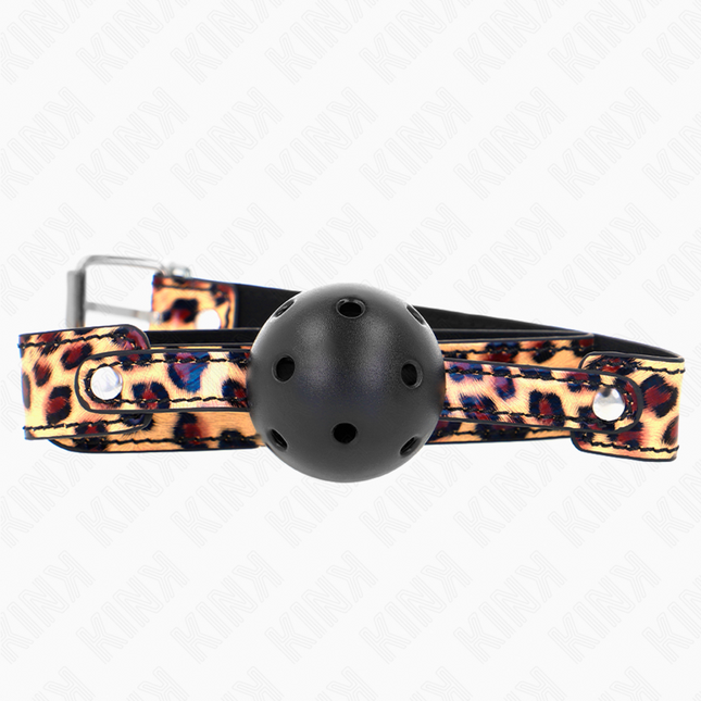KINK - MORDAZA DE PELOTA TRANSPIRABLE LEOPARDO DE 4,5 CM 65 x 2,5 CM