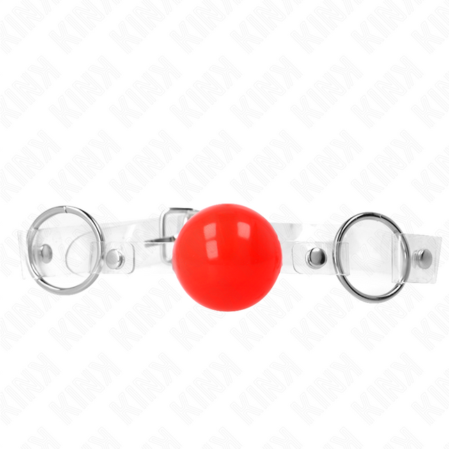 KINK - MORDAZA AJUSTABLE DE 4 CM CON BOLA DE PVC TRANSPARENTE ROJA