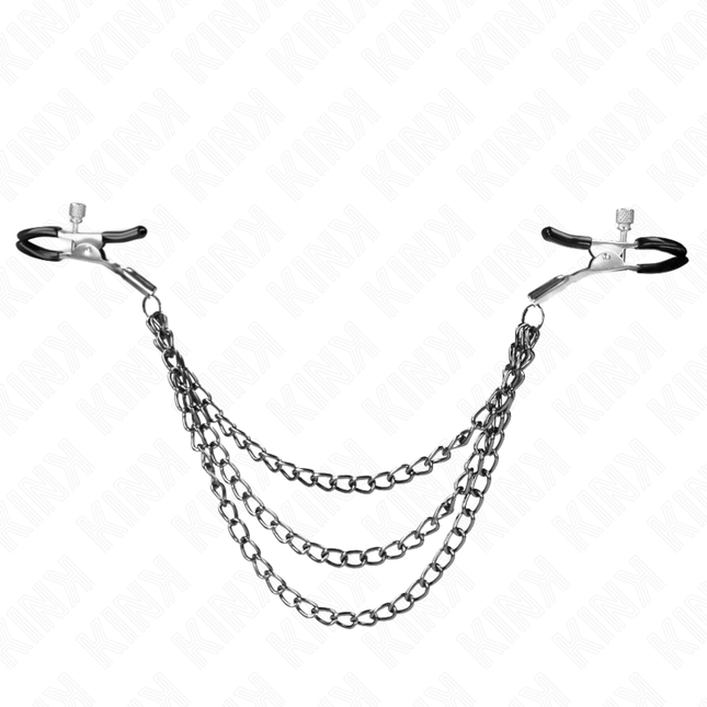 KINK - PINZAS PARA PEZONES CON 3 CADENAS NEGRAS 20/23/28 CM