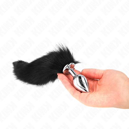 KINK - PLUG ANAL TAMAÑO M 8 X 3.5 CM CON COLA DE PLÁSTICO 40 CM NEGRO