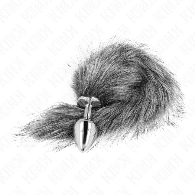 KINK - ANAL PLUG SIZE M 8 X 3.5 CM WITH PLASTIC TAIL 40 CM GREY