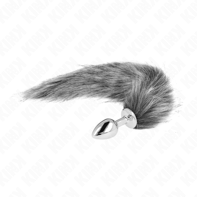 KINK - PLUG ANAL TAMAÑO S 7 X 3 CM CON COLA DE PLÁSTICO 40 CM GRIS