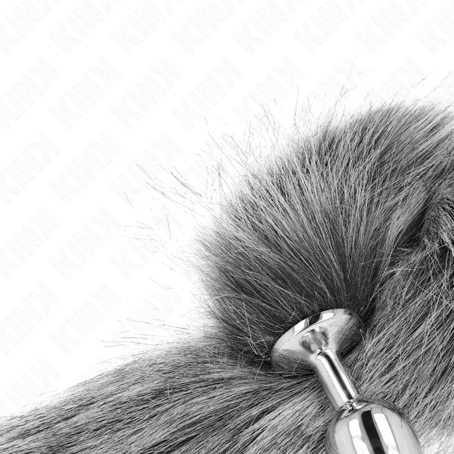 KINK - PLUG ANAL TAMAÑO S 7 X 3 CM CON COLA DE PLÁSTICO 40 CM GRIS