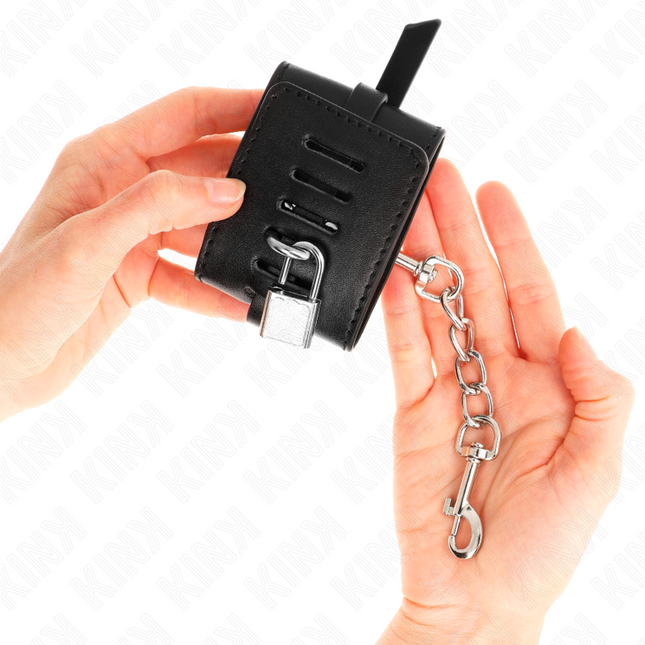 KINK - PUÑETA DE MUÑECA CON CIERRE DE LUJO, NEGRA, AJUSTABLE 14,5-21 CM X 6 CM