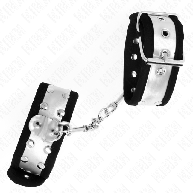 KINK - THIN WRIST CUFF BLACK/SILVER 30 X 4 CM