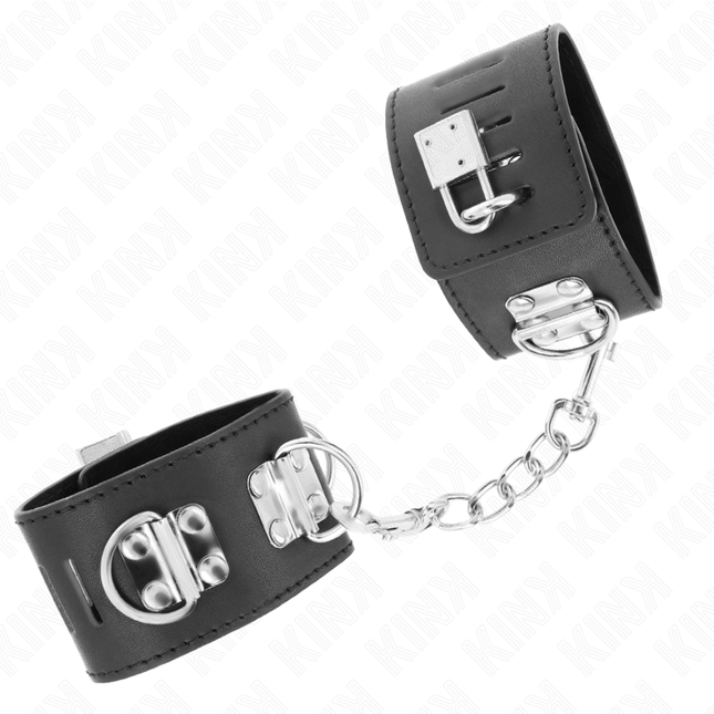 KINK - MULTIPOSITION WRIST CUFFS WITH PADLOCK CLOSURE BLACK ADJUSTABLE 16-23 CM X 5.5 CM