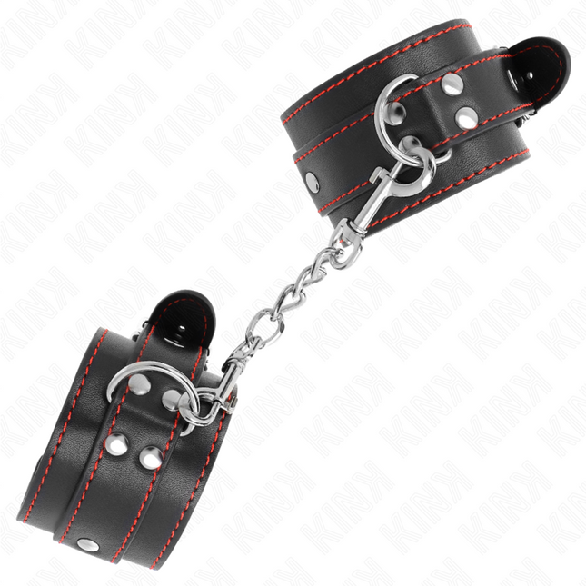 KINK - WRIST CUFFS BLACK WITH RED LINING ADJUSTABLE 20-28 CM X 5.5 CM