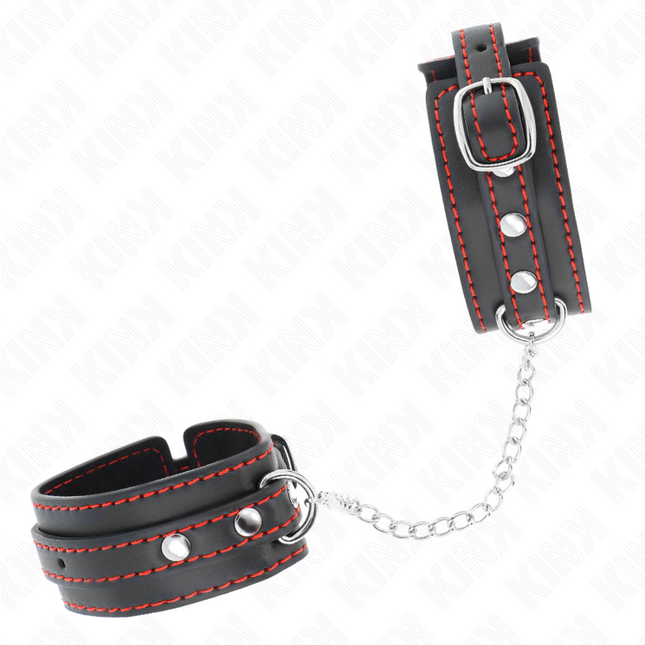 KINK - SMALL WRIST CUFF BLACK WITH RED LINING ADJUSTABLE 14-24 CM X 3.5 CM