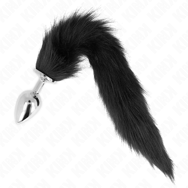 KINK - PLUG ANAL TAMAÑO L 10 X 4 CM CON COLA DE PLÁSTICO 40 CM NEGRO