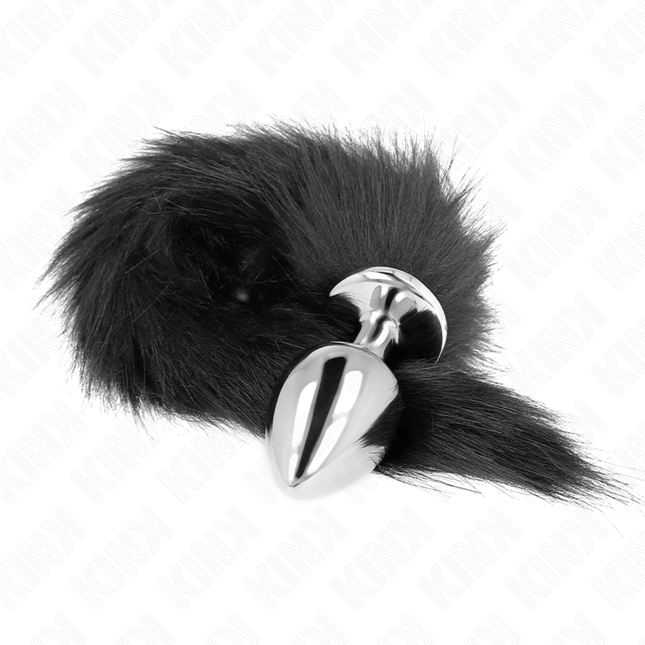 KINK - PLUG ANAL TAMAÑO L 10 X 4 CM CON COLA DE PLÁSTICO 40 CM NEGRO