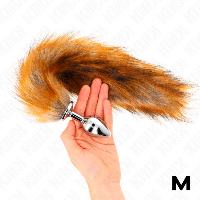 KINK - PLUG ANAL TAMAÑO M 8 X 3.5 CM CON COLA DE PLÁSTICO 40 CM MARRÓN