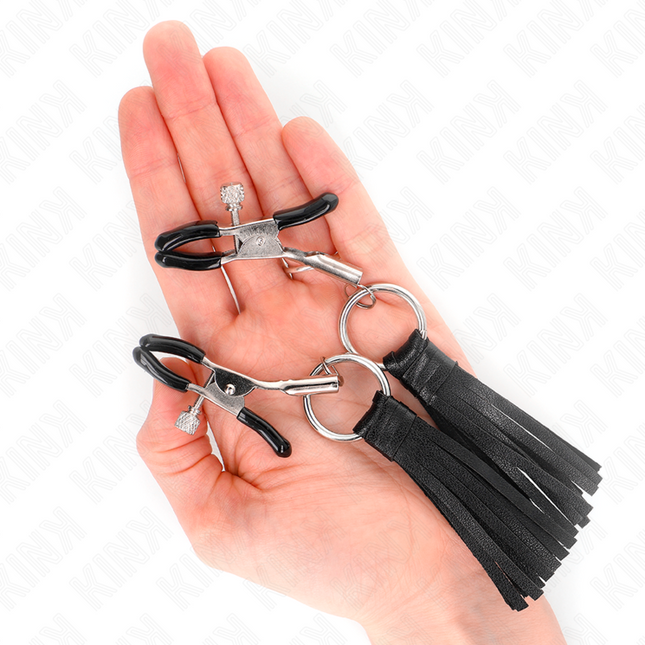 KINK - PINZAS PARA PEZONES CON BORLAS DE CUERO SINTÉTICO DE 6 CM
