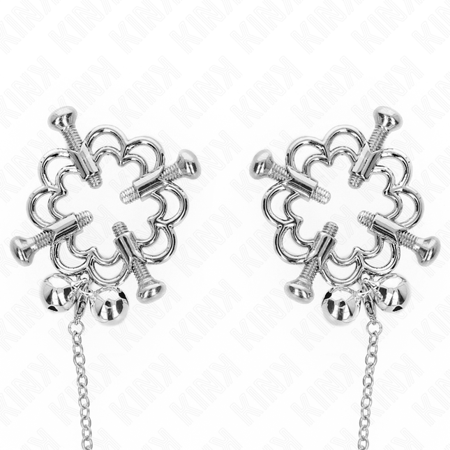 KINK - METALLIC FLOWER NIPPLE CLAMPS WITH CHAIN