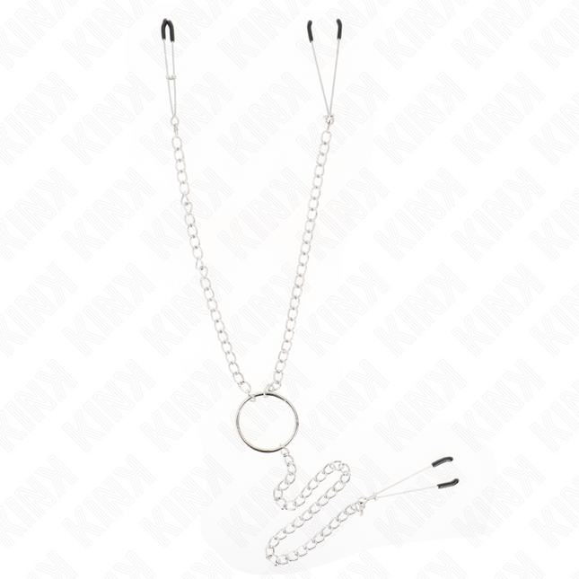 KINK - ABRAZADERAS TRIPLES PARA PEZONES Y PENE CON CADENA MODELO 1