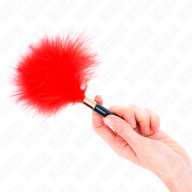 KINK - PLUMAS DE COSQUILLEO DE METAL ROJO-DORADO 18 CM