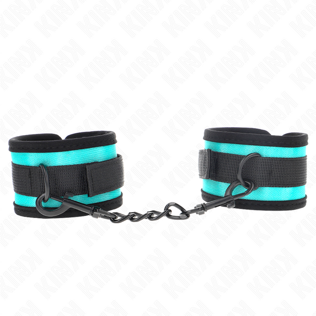 KINK - NYLON HANDCUFFS WITH VELCRO FASTENER BLACK-BLUE ADJUSTABLE 18-32 CM X 5 CM