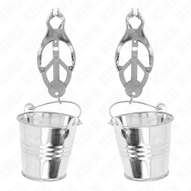 KINK - JAPANESE CLOVER NIPPLE CLAMPS WITH BUCKET SILVER